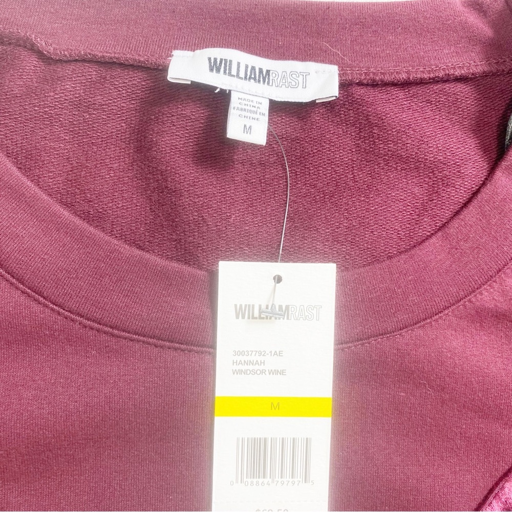 WILLIAM RAST Burgundy Long Sleeve Top Sweats Winter Jewel Neck Top Medium - Picture 8 of 13